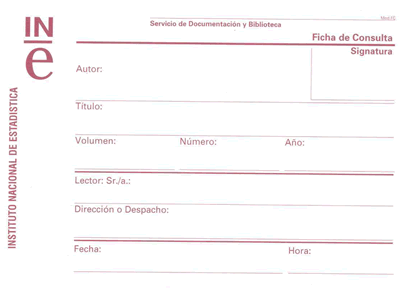 Ficha de consulta en Sala