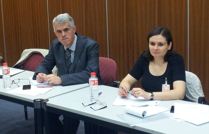 Sorina Vâju, representante de Eurostat, y Miguel Ángel Martínez Vidal, Subdirector General de Metodología del INE
