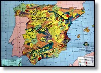 Mapa-plano de delimitación aproximada de los cultivos predominantes en la Península (1933-1934)